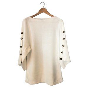 Chic White Sweater with Button Details